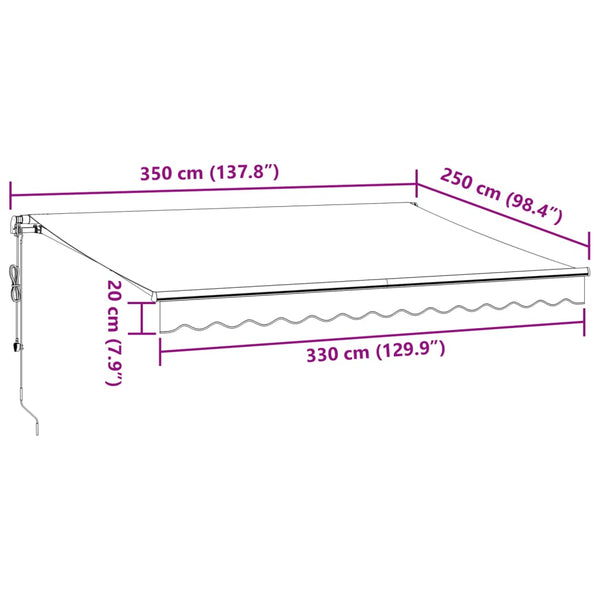 Automatische LED Markise, Anthrazit & Weiß, 350x250 cm