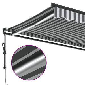 Automatische LED Markise, Anthrazit & Weiß, 350x250 cm