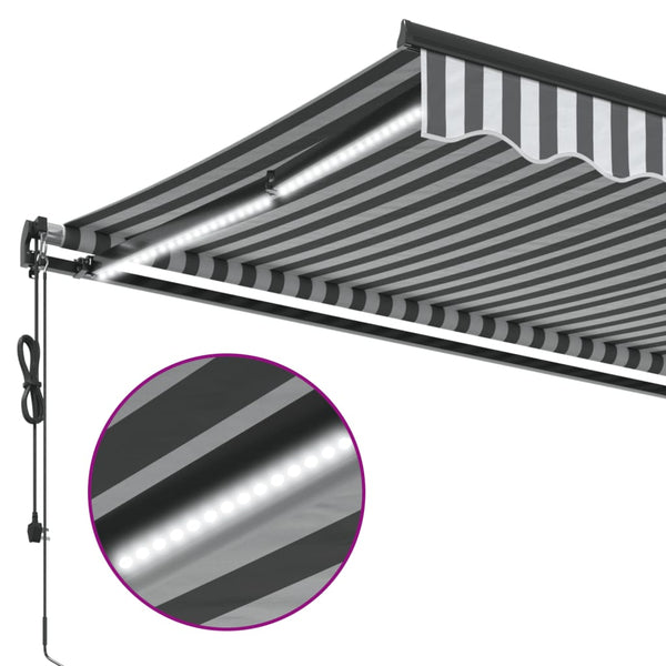 Automatische LED Markise, Anthrazit & Weiß, 350x250 cm