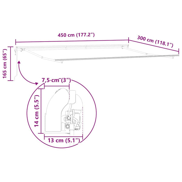 Automatische Markise Anthrazit & Weiß 450x300 cm