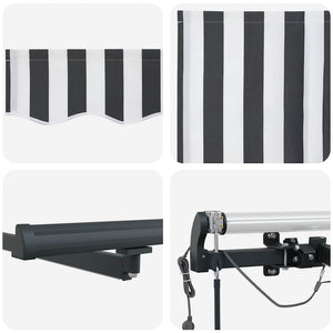Automatische LED Markise, Anthrazit & Weiß, 450x300 cm