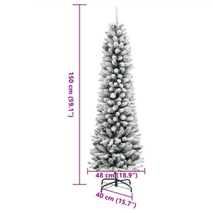Schlanker, beschneiter Weihnachtsbaum, 150 cm