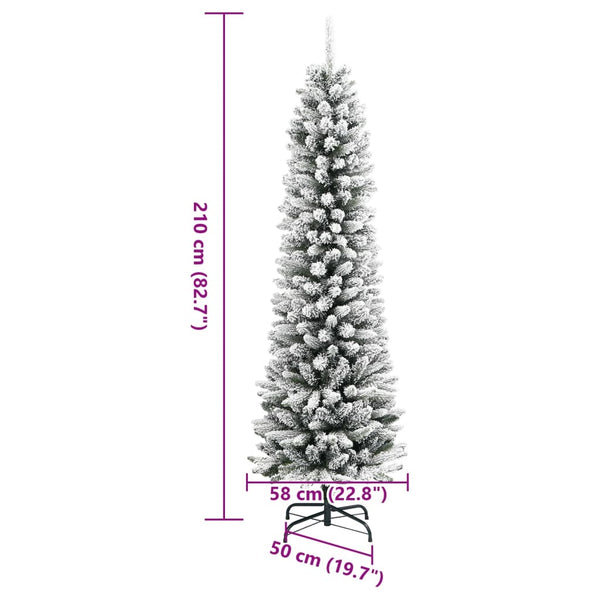 Schlanker, beschneiter Weihnachtsbaum, 210 cm