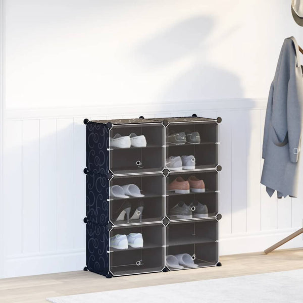 Schuhregal mit 6 Würfeln Schwarz