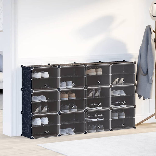 Schuhregal mit 12 Würfeln Schwarz