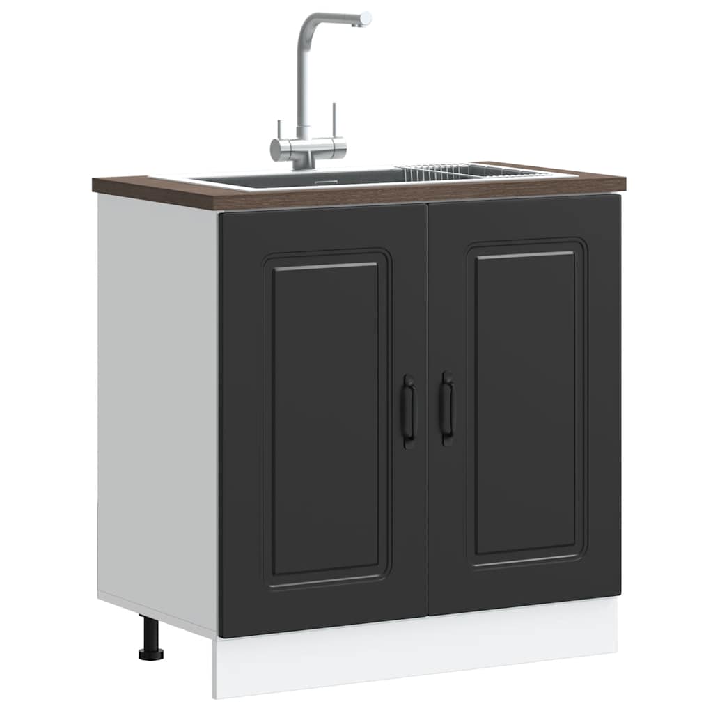 Spülenunterschrank Schwarz 80 cm