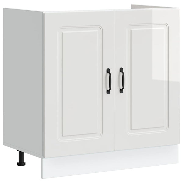 Spülenunterschrank Hochglanz Weiß 80 cm