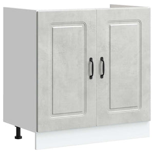 vidaXL Meuble sous-évier Kalmar gris béton 80x46x81,5 cm Bois d'ingénierie