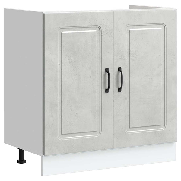 vidaXL Meuble sous-évier Kalmar gris béton 80x46x81,5 cm Bois d'ingénierie