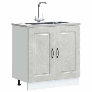 vidaXL Meuble sous-évier Kalmar gris béton 80x46x81,5 cm Bois d'ingénierie