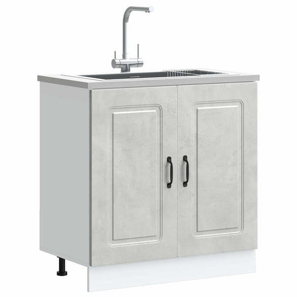 vidaXL Meuble sous-évier Kalmar gris béton 80x46x81,5 cm Bois d'ingénierie