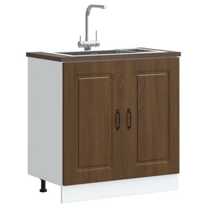 Spülenunterschrank Kalmar, Eiche Braun, 80 cm