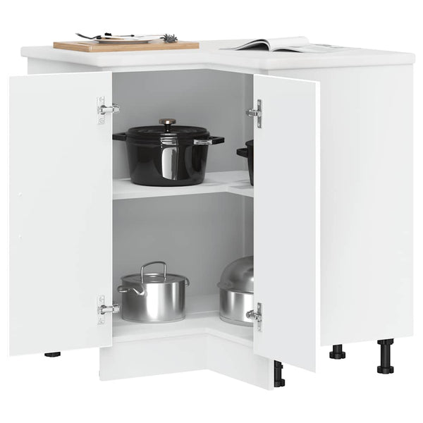 Küchen-Eckunterschrank, Weißer Holzwerkstoff