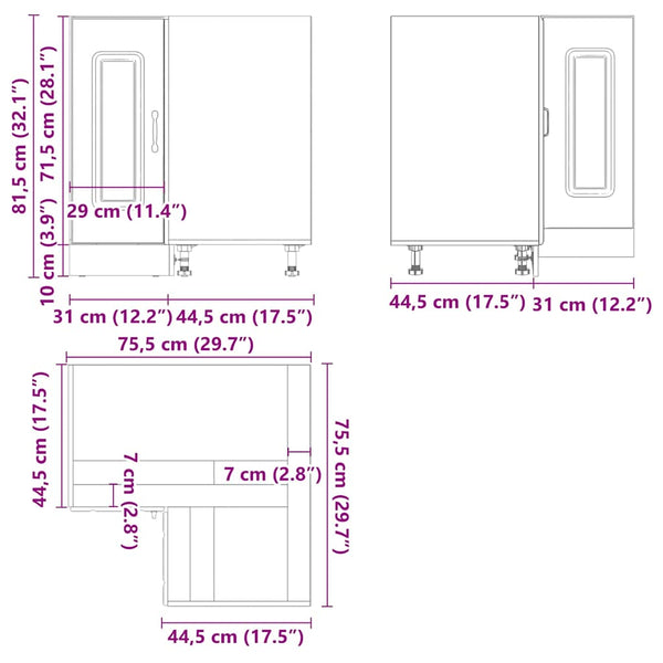 Kalmar Küchen-Eckunterschrank, Schwarz