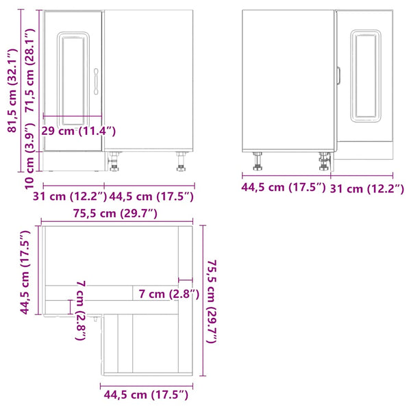 Eckunterschrank Küche Kalmar Altholz-Optik