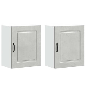 vidaXL Éléments hauts de cuisine 2 pcs Kalmar Gris béton Matériau à base de bois