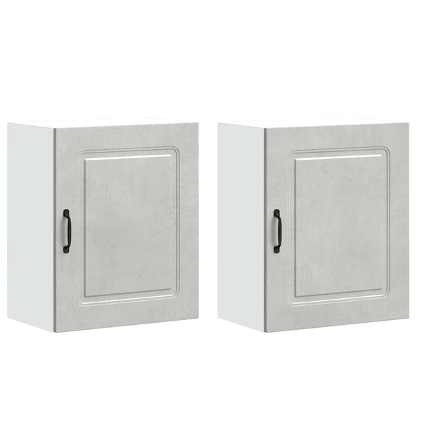 vidaXL Éléments hauts de cuisine 2 pcs Kalmar Gris béton Matériau à base de bois