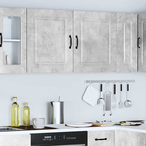 vidaXL Éléments hauts de cuisine 2 pcs Kalmar Gris béton Matériau à base de bois