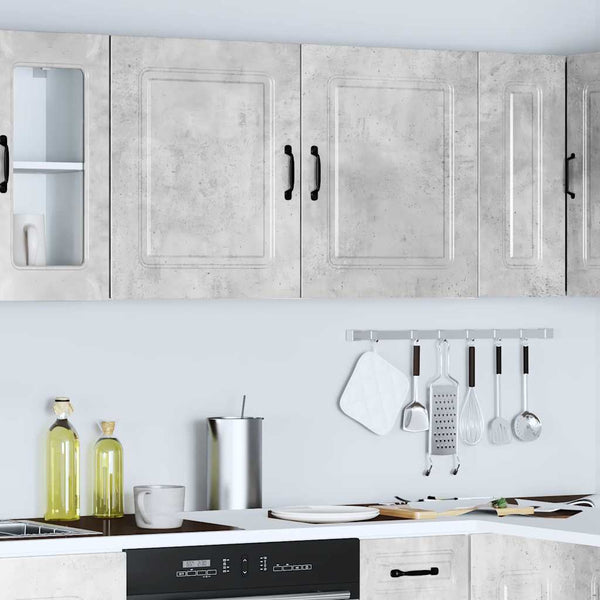 vidaXL Éléments hauts de cuisine 2 pcs Kalmar Gris béton Matériau à base de bois
