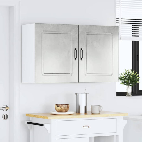 vidaXL Éléments hauts de cuisine 2 pcs Kalmar Gris béton Matériau à base de bois