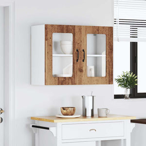 Küchen Hängeschrank Altholz-Optik mit Glastür