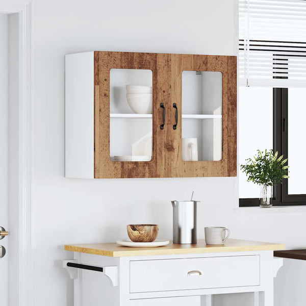 Küchen Hängeschrank Altholz-Optik mit Glastür