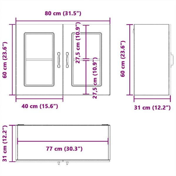 Küchen Hängeschrank Altholz-Optik mit Glastür