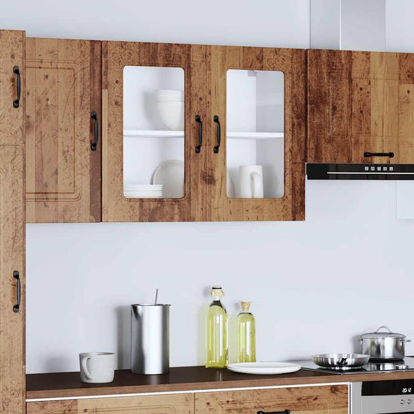 Küchen Hängeschrank Altholz-Optik mit Glastür