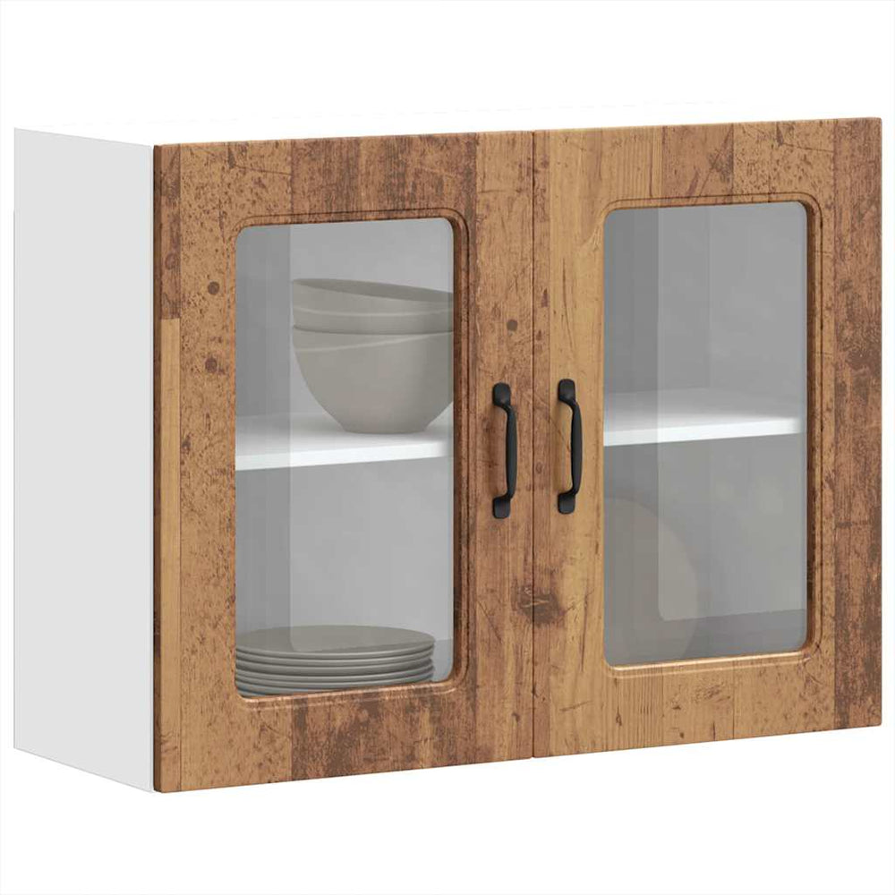 Küchen Hängeschrank Altholz-Optik mit Glastür