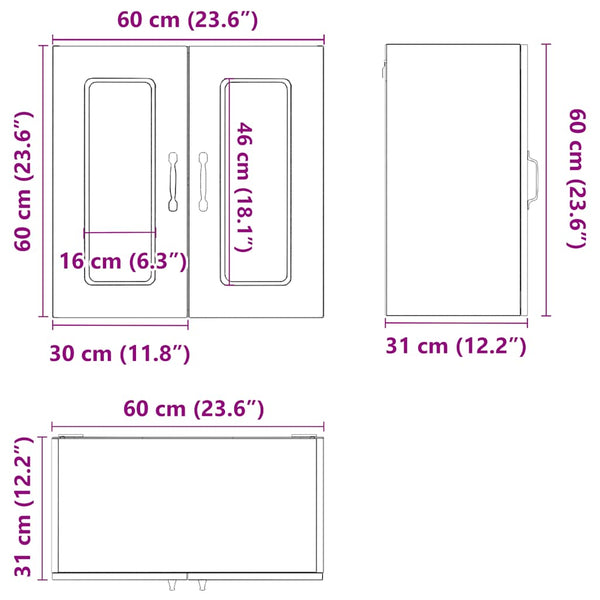 Schwarzer Küchen-Hängeschrank mit Glastür