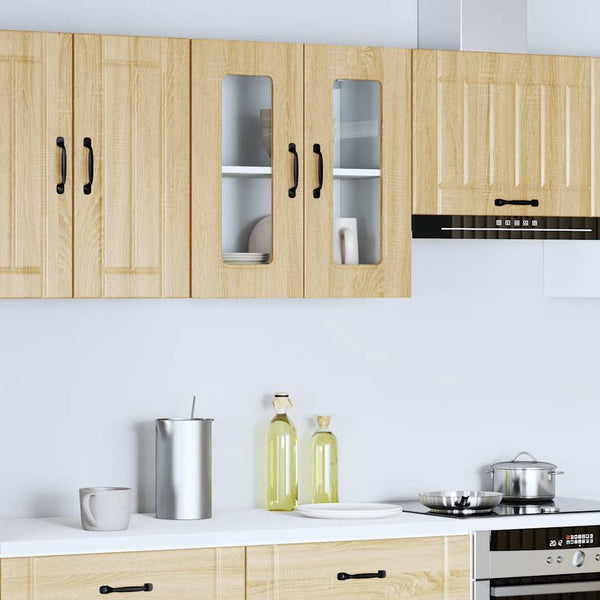 Küchen Hängeschrank Sonoma-Eiche mit Glastür