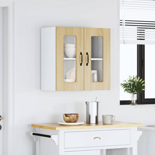 Küchen Hängeschrank Sonoma-Eiche mit Glastür