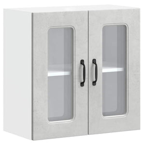 Küchen Hängeschrank Betongrau mit Glastür