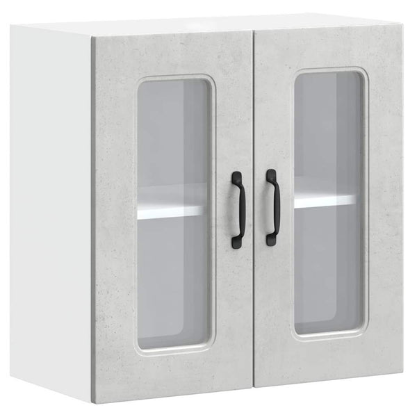 Küchen Hängeschrank Betongrau mit Glastür