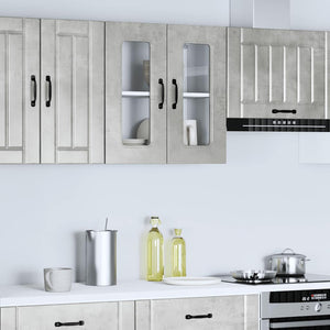 Küchen Hängeschrank Betongrau mit Glastür