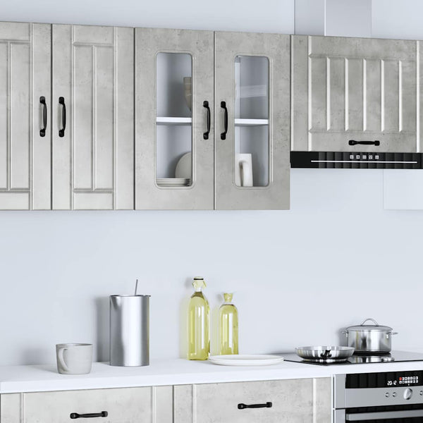 Küchen Hängeschrank Betongrau mit Glastür