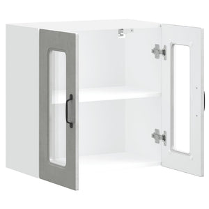Küchen Hängeschrank Betongrau mit Glastür