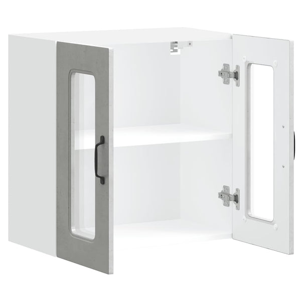 Küchen Hängeschrank Betongrau mit Glastür
