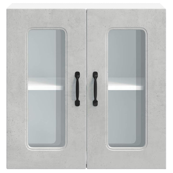 Küchen Hängeschrank Betongrau mit Glastür