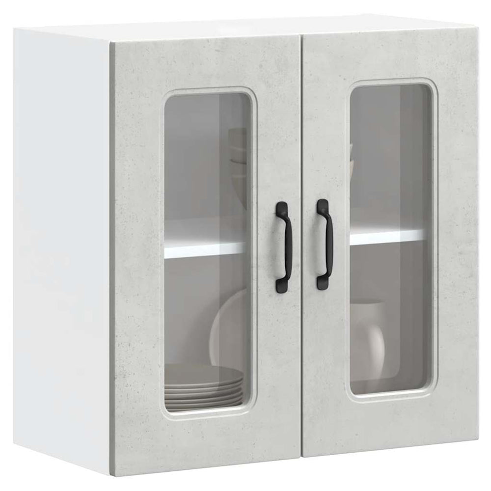 Küchen Hängeschrank Betongrau mit Glastür