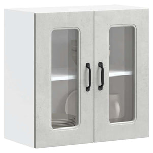 Küchen Hängeschrank Betongrau mit Glastür