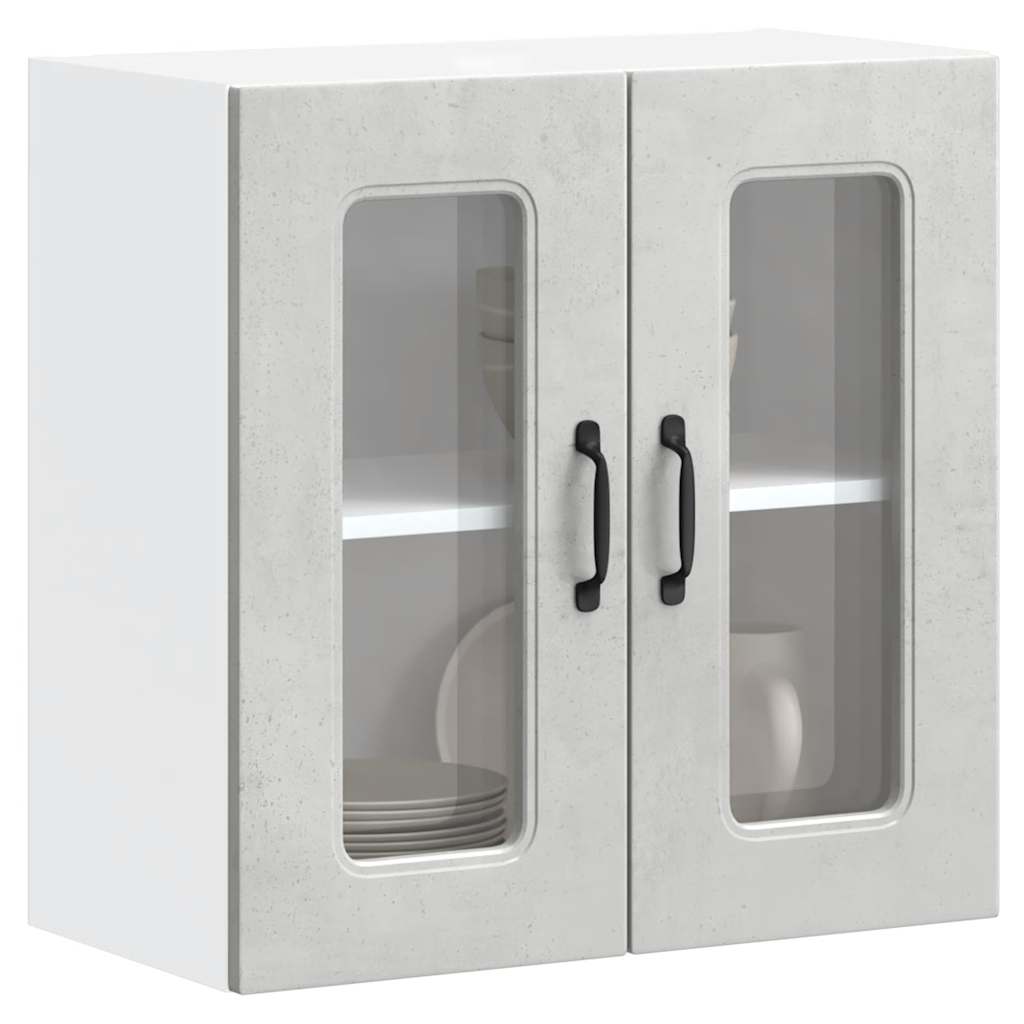 Küchen Hängeschrank Betongrau mit Glastür