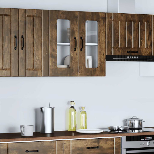 Küchen Hängeschrank Räuchereiche mit Glastür