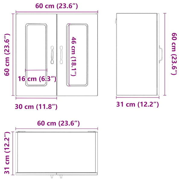 Küchen Hängeschrank Räuchereiche mit Glastür