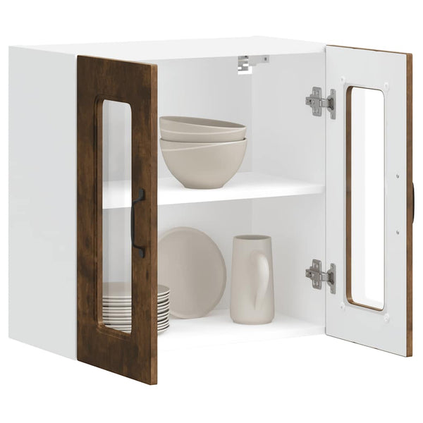 Küchen Hängeschrank Räuchereiche mit Glastür