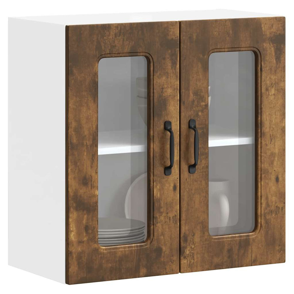 Küchen Hängeschrank Räuchereiche mit Glastür