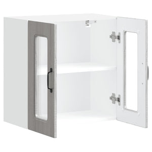 Küchen Hängeschrank Grau Sonoma mit Glastür