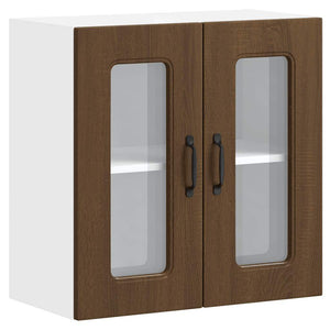 vidaXL Kalmar Kitchen Wall Cabinet with Glass Door Brown Oak Look