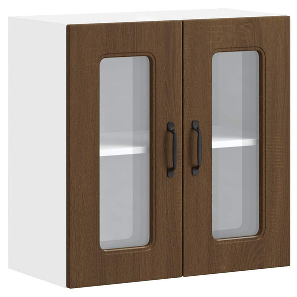 vidaXL Kalmar Kitchen Wall Cabinet with Glass Door Brown Oak Look