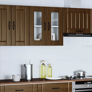 vidaXL Kalmar Kitchen Wall Cabinet with Glass Door Brown Oak Look